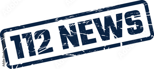 Distressed rectangular rubber stamp graphic presenting 112 NEWS for urgent announcements or critical updates