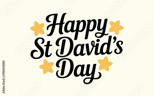 Happy st david's day celebration with yellow stars