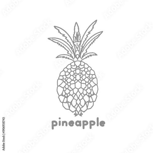 illustration of pineapple fruit icon with leaf without background