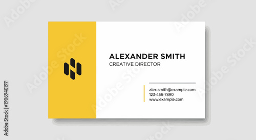 Business card with yellow and white design