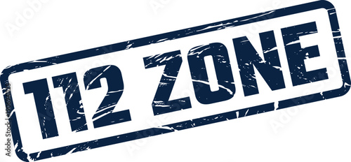Distressed rectangular stamp icon featuring the designation 112 ZONE, useful for area identification or official marking