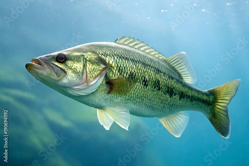 Isolated Largemouth Bass Swimming – Freshwater Gamefish PNG for Sport Fishing