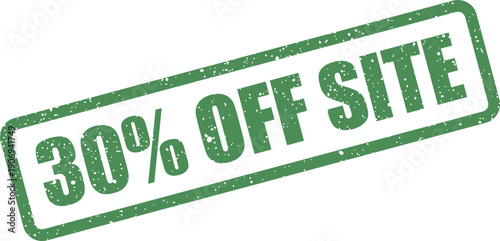 Distressed rectangular stamp mark indicating a thirty percent discount for site wide purchases and promotions