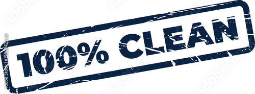 Distressed rubber seal with 100% CLEAN message, ideal for indicating purity, freshness, or eco friendly products