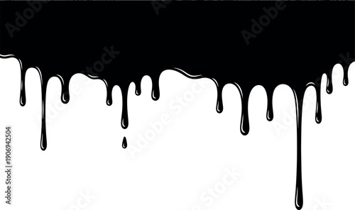 Realistic black paint drips isolated on a white background vector illustration
