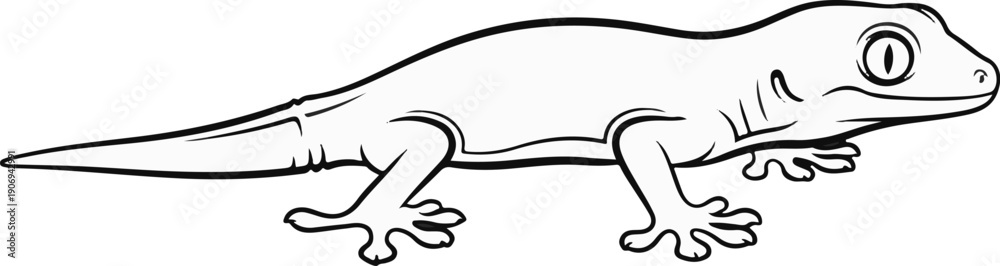 Obraz premium Outline drawing of a gecko with large eyes and distinct toes