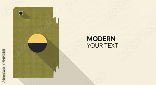 Minimalist abstract graphic with a circular element and text placeholders