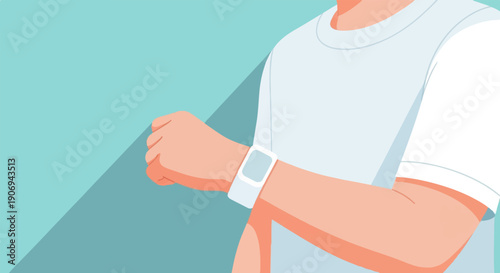 Person in white shirt checks their modern wrist device