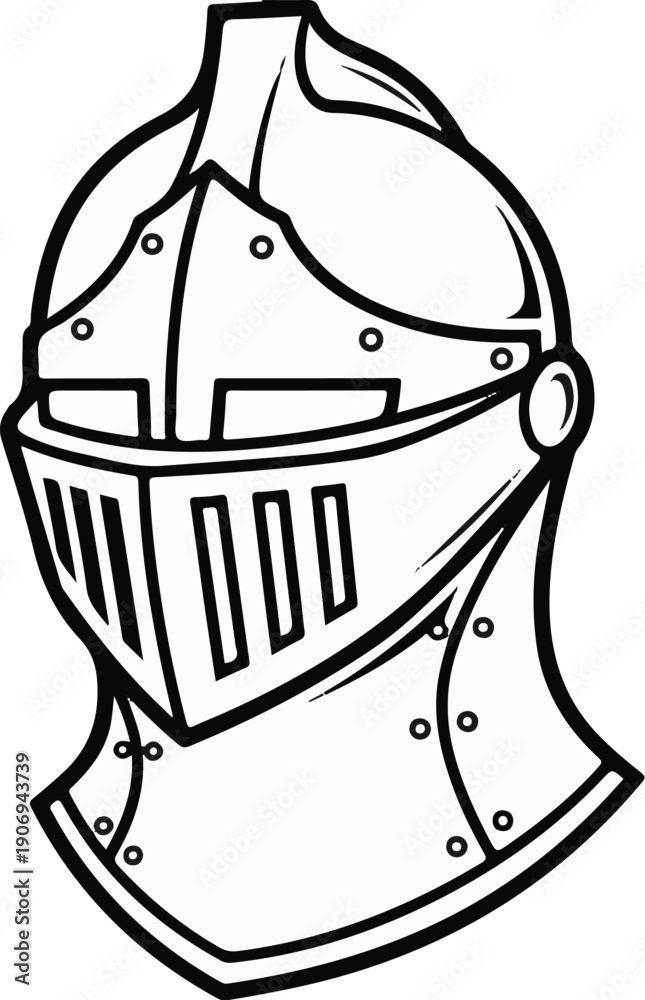 Fototapeta premium Medieval helmet with visor, representing historical armor