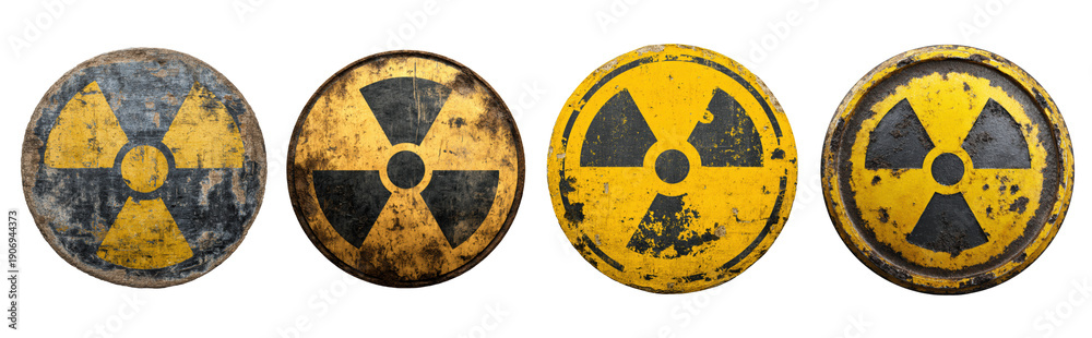 Fototapeta premium set of dirty radiation signsl isolated on transparent background