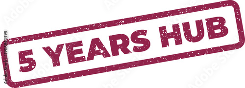 Distressed rubber stamp effect featuring five years hub text, ideal for celebrating a business anniversary or project milestone