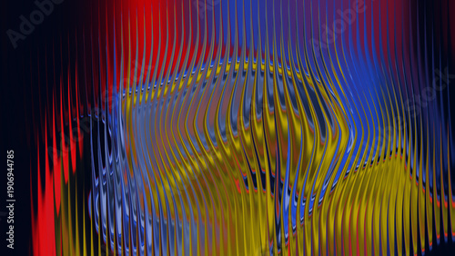 Tableau sur toile Vibrant Wavy Lines in Red Blue and Yellow Abstract Background