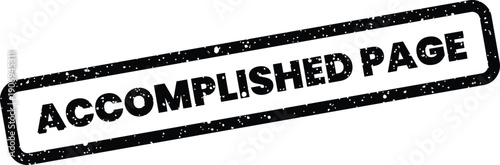 Distressed rubber stamp graphic displaying the words ACCOMPLISHED PAGE within a rectangular outline for document marking