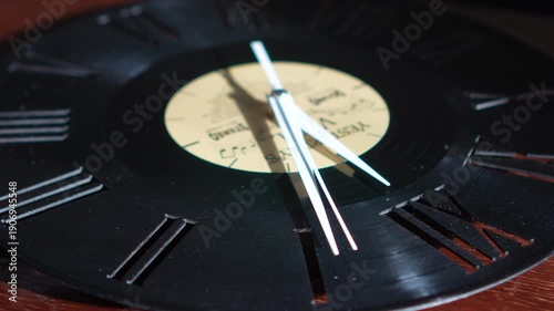 Creative Clock Made from Vinyl Record with Moving Hands