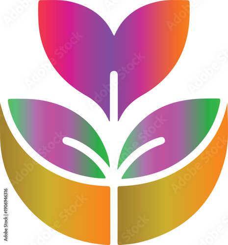 Vector illustration of a green heart shaped tree with floral leaves and spring flowers as an eco ecology symbol for natural growth and beauty