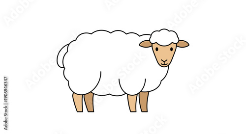 Simple Cartoon Sheep Illustration.