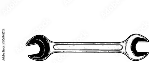 Monochrome sketch of a double-ended wrench on a white background