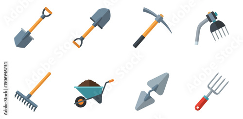 Garden tools set illustration isolated