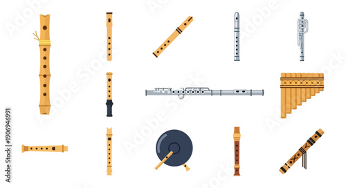 Musical instruments collection vector illustration isolated
