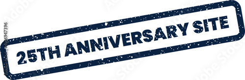 Distressed stamp effect indicating twenty fifth anniversary site marker for a special online event