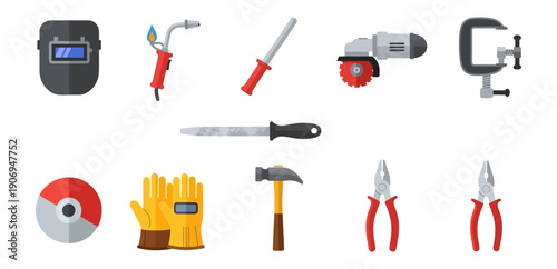 Set of construction tools icons illustration isolated