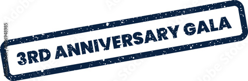 Formal third anniversary gala announcement stamp with a grunge texture for elegant event invitations