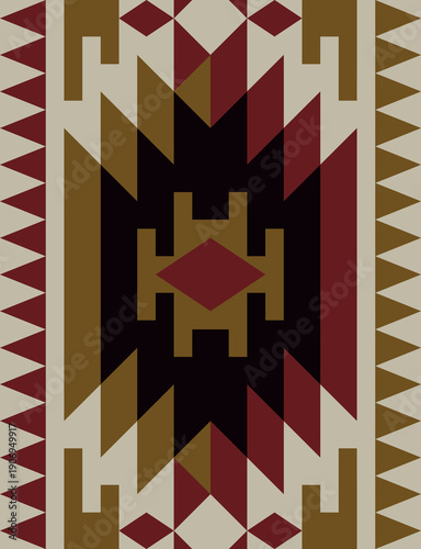Ethnic Folk Pattern Background with Traditional Geometric Tribal Motifs and Warm Earthy Tones. Illustration art. Vector