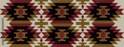 Ethnic Folk Pattern Background with Traditional Geometric Tribal Motifs and Warm Earthy Tones. Illustration art. Vector