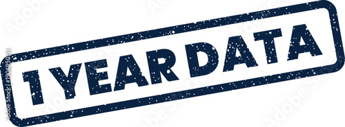 Grunge effect stamp featuring one year data text for record keeping and information validity