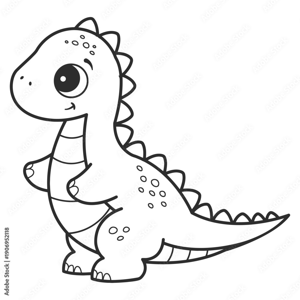 Obraz premium Cute Dinosaur Coloring Page – Adorable Baby Dino Line Art for Kids and Toddlers