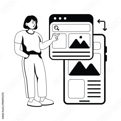 Grab this amazing glyph illustration showing responsive web design across multiple devices