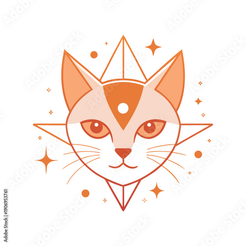 Sacred Geometry Zodiac Cat Illustration