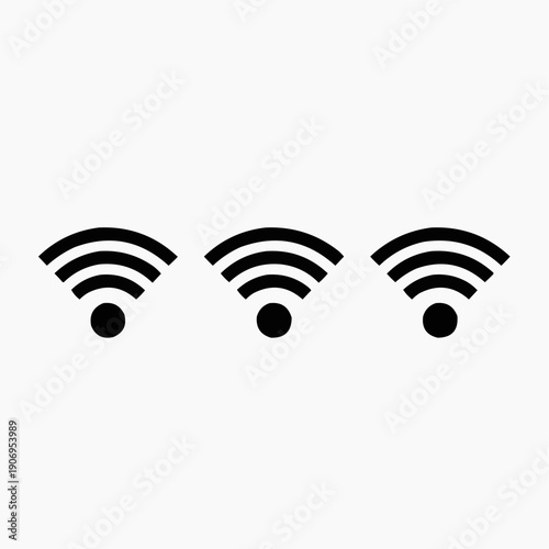 Multiple Signal Strength Indicators Representing Network Connectivity and Wireless Internet Access, illustrating Wi-Fi signal bars for data transmission strength on a clean white background