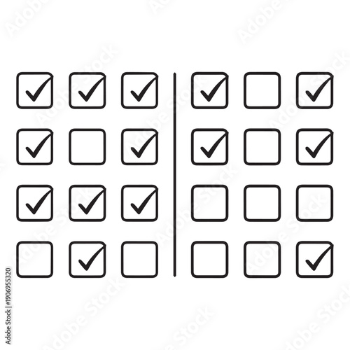  Square Checkbox Icons with Mixed Checked and Unchecked Grid Pattern States.
