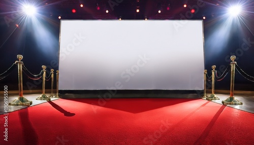 blank mockup of media wall backdrop next to red carpet brand representation in high profile events celebrities spotlight