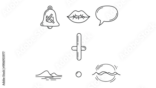 Minimalist UI elements: Explore a clean, uncluttered collection of icons, perfect for modern digital design. This illustration captures the essence of sleek, user-friendly interface elements. 