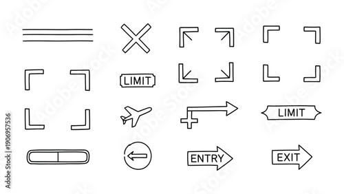 UI Elements Illustration: A collection of simple, minimalistic user interface icons and elements. Showcasing clear, functional design.