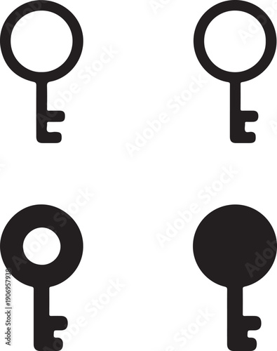 Isolated Tiny Key Icon, Tiny Key Security, Door Lock Tiny Key Silhouette, Access Protection Safety Symbol, Secure Entry Design, Isolated White Background Vector