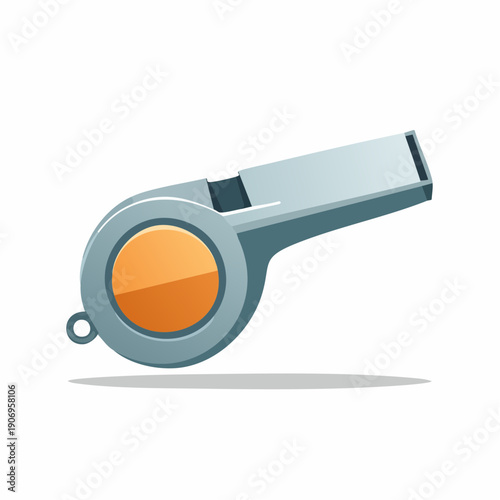 Chrome Metal Whistle with Orange Center for Sports Activities or Referee Use