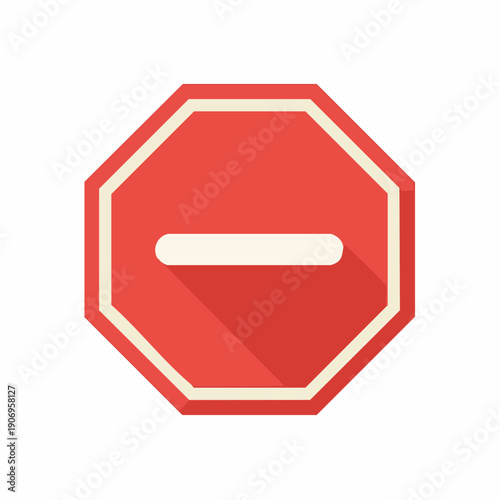 Red Octagon Stop Sign Graphic with Minus Symbol for Prohibition or Restriction
