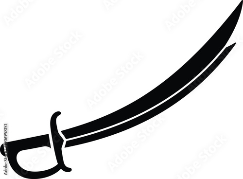 Pirate cutlass or saber with a distinct handguard. associated with historical maritime adventurers and swashbuckling characters.