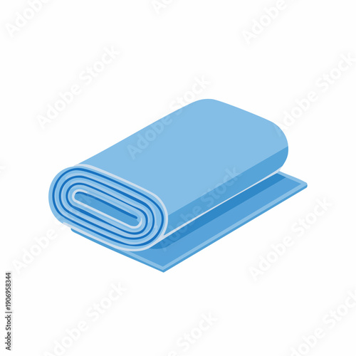 Rolled Light Blue Towel Stacked Neatly for Home Spa Bathroom or Gym Use in Isometric View