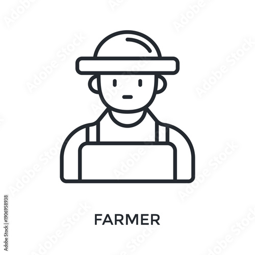 Farmer Icon Outline Style. Vector Illustration For Graphic Design