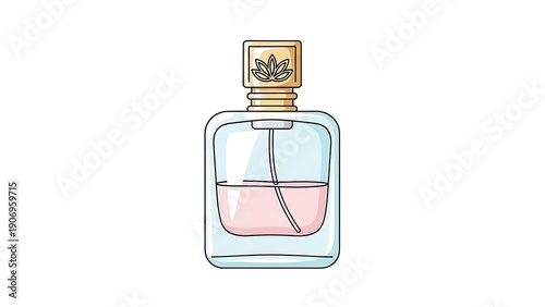 Pink Perfume Bottle with Gold Cap