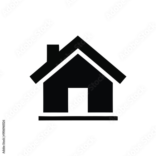 Simple black house icon on a plain background viewed from the front