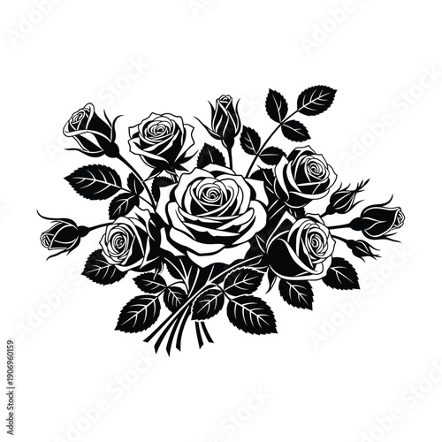  a bouquet of rose silhouette icon.