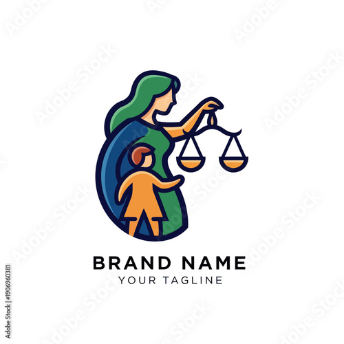 Woman Holding Scales with Child Illustration.