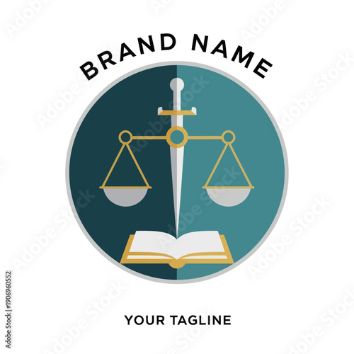 Law Logo with Scales and Book.