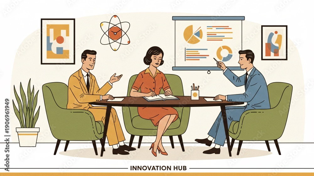 Fototapeta premium Team discusses innovation strategies