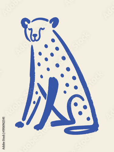 Canvas Print Cheetah doodle minimal hand drawn wild cat vector illustration